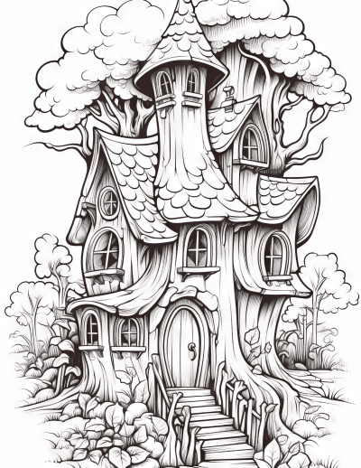 Cottages In The Woods Mindfulness Printable Colouring Book - Image 6