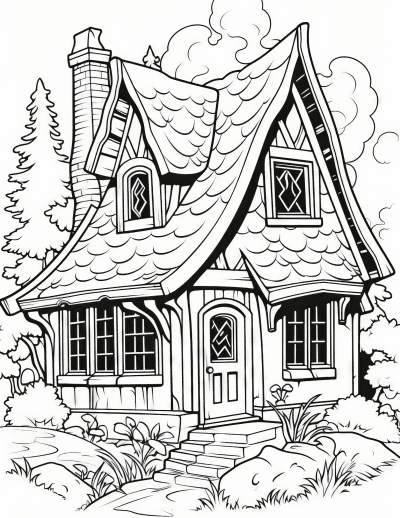 Cottages In The Woods Mindfulness Printable Colouring Book - Image 2