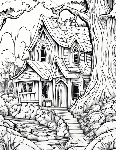 Cottages In The Woods Mindfulness Printable Colouring Book - Image 8