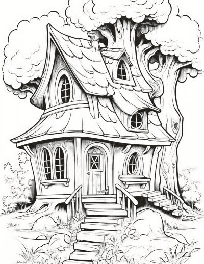 Cottages In The Woods Mindfulness Printable Colouring Book - Image 3