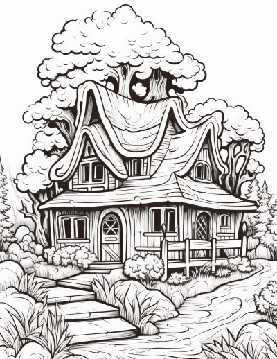 Cottages In The Woods Mindfulness Printable Colouring Book - Image 4