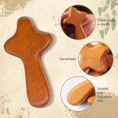 Handmade Olive Wood Palm Sized Cross